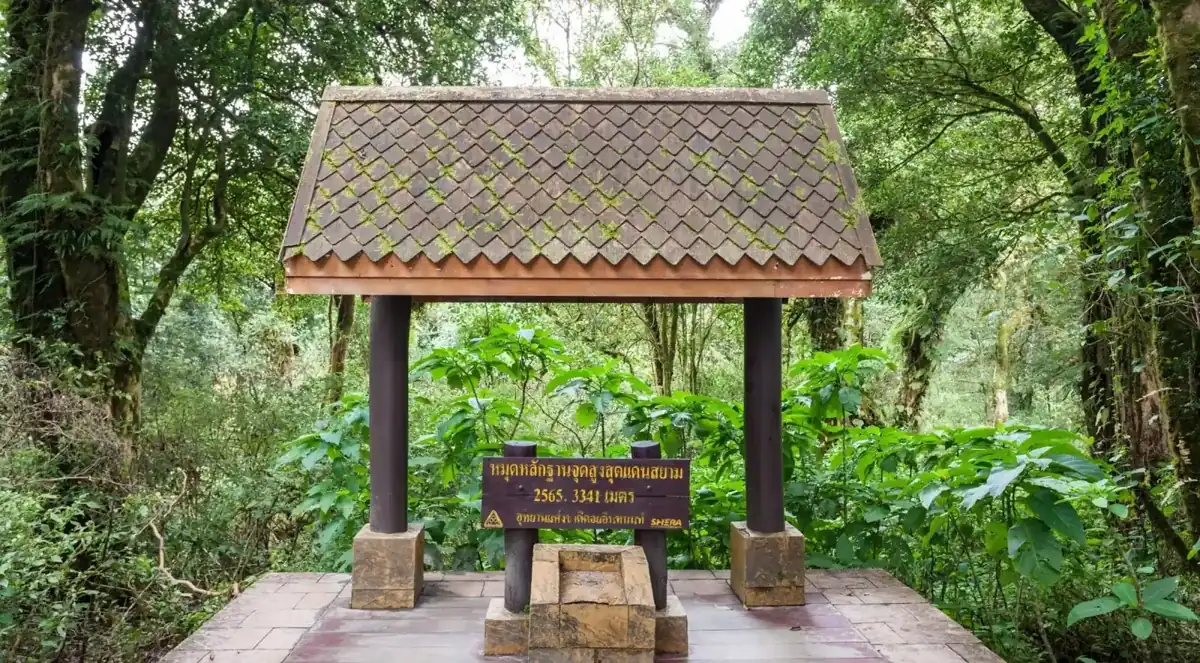 Shelter marking the mountain summit